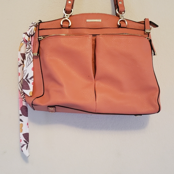 Simply Noelle Handbags - Simply Noelle Coral Shoulder Bag with Floral Scarf